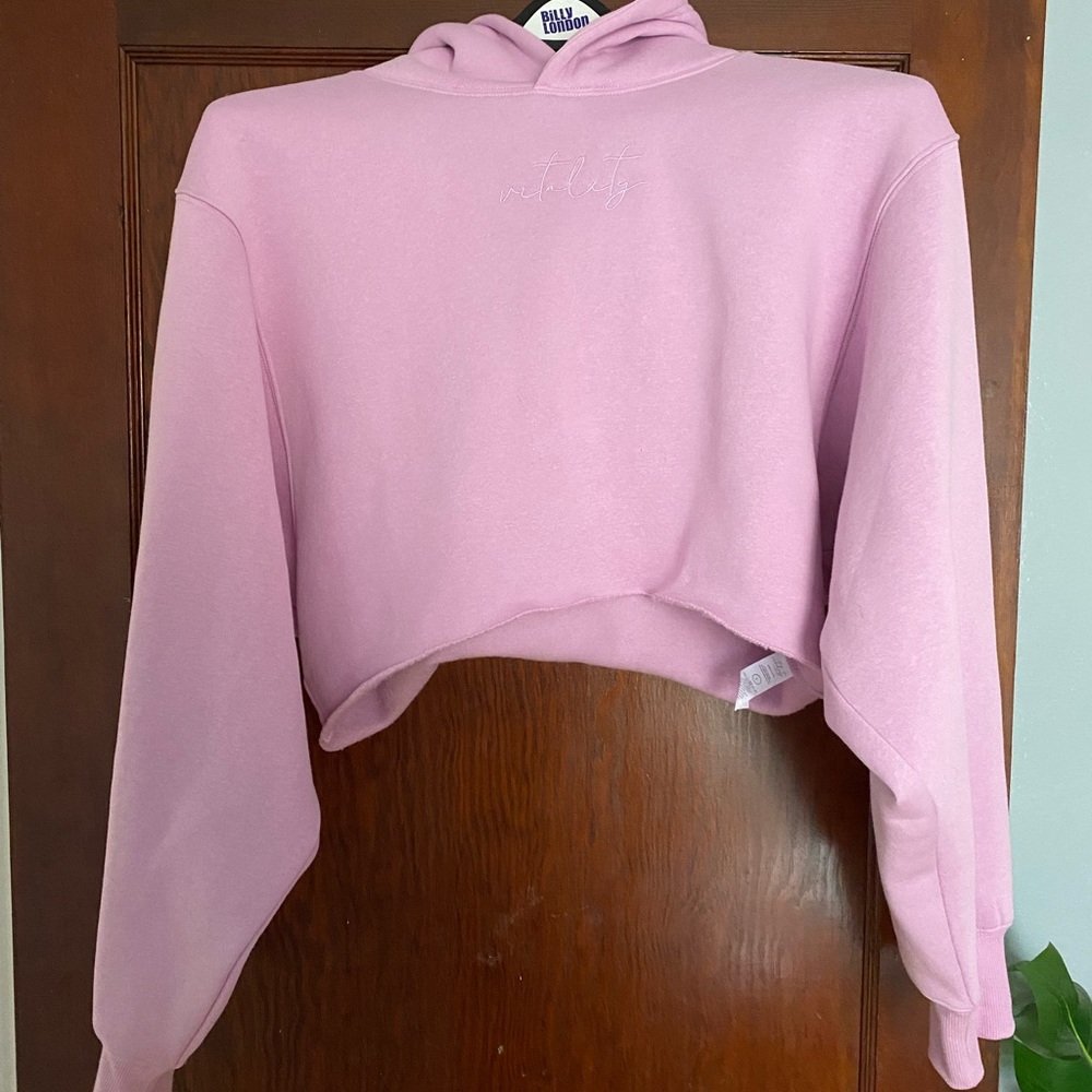 VitalityxBalance Athletica Affirmation Crop Hoodie - Surge (light pink/lavender)